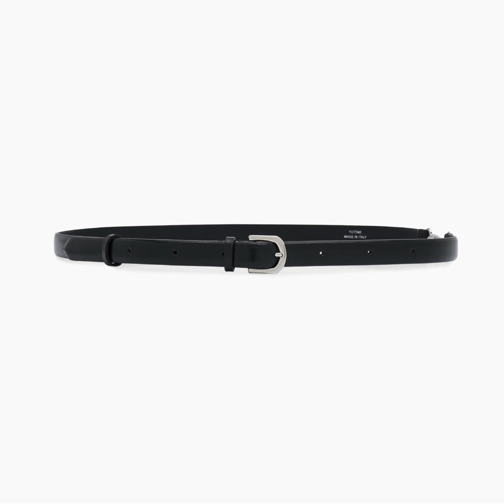 Toteme Skinny Leather Belt, Black